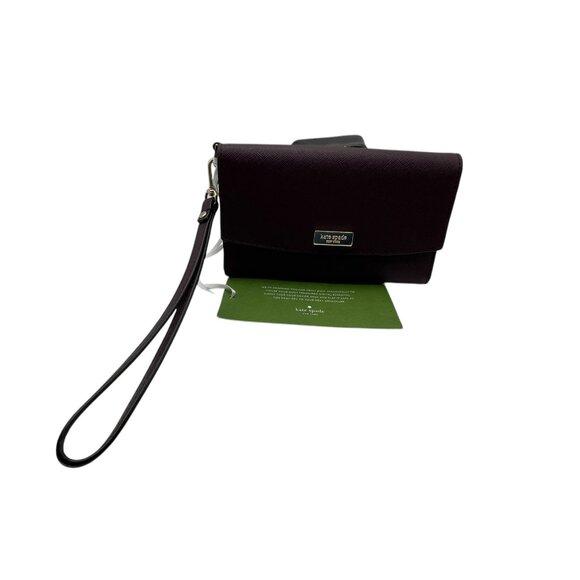 Kate Spade Saffiano Burgundy Leather Women's Phone Case Wallet Wristlet 6" - Picture 10 of 13